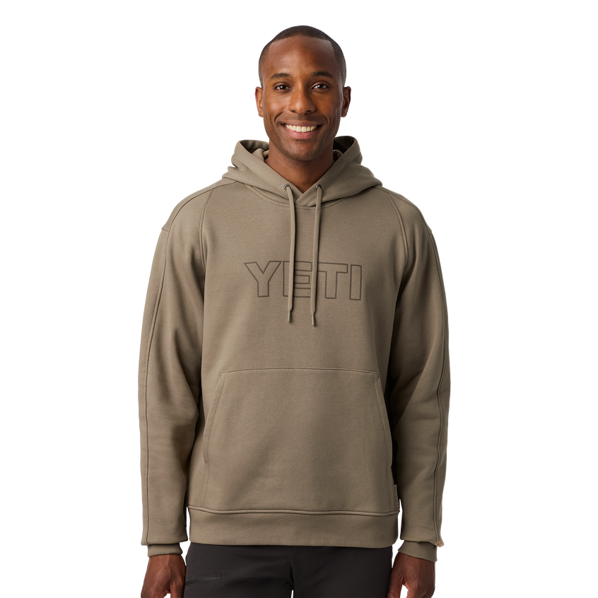 YETI® Logo Built for the Wild Fleece Hoodie Taupe