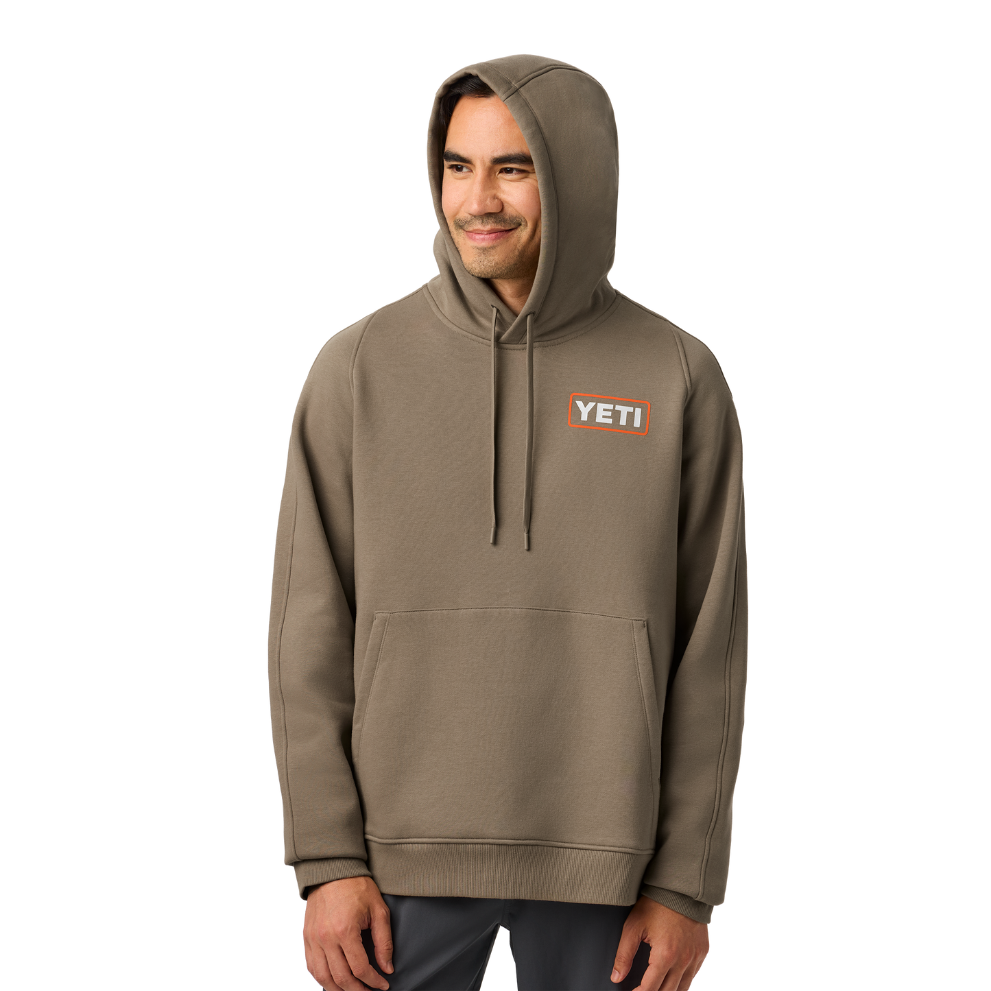 YETI® Wetlands Logo Badge Fleece Hoodie Taupe