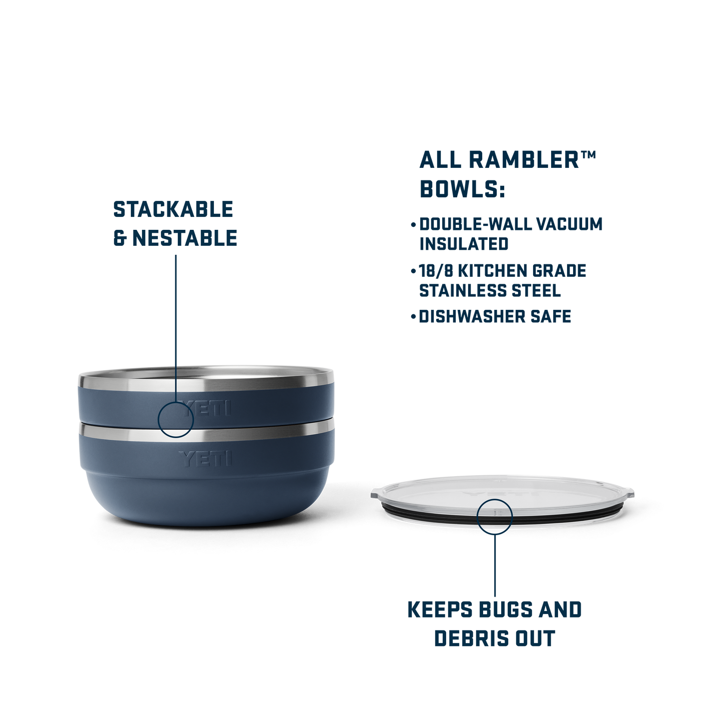 Rambler® Large Insulated Low Bowl Navy