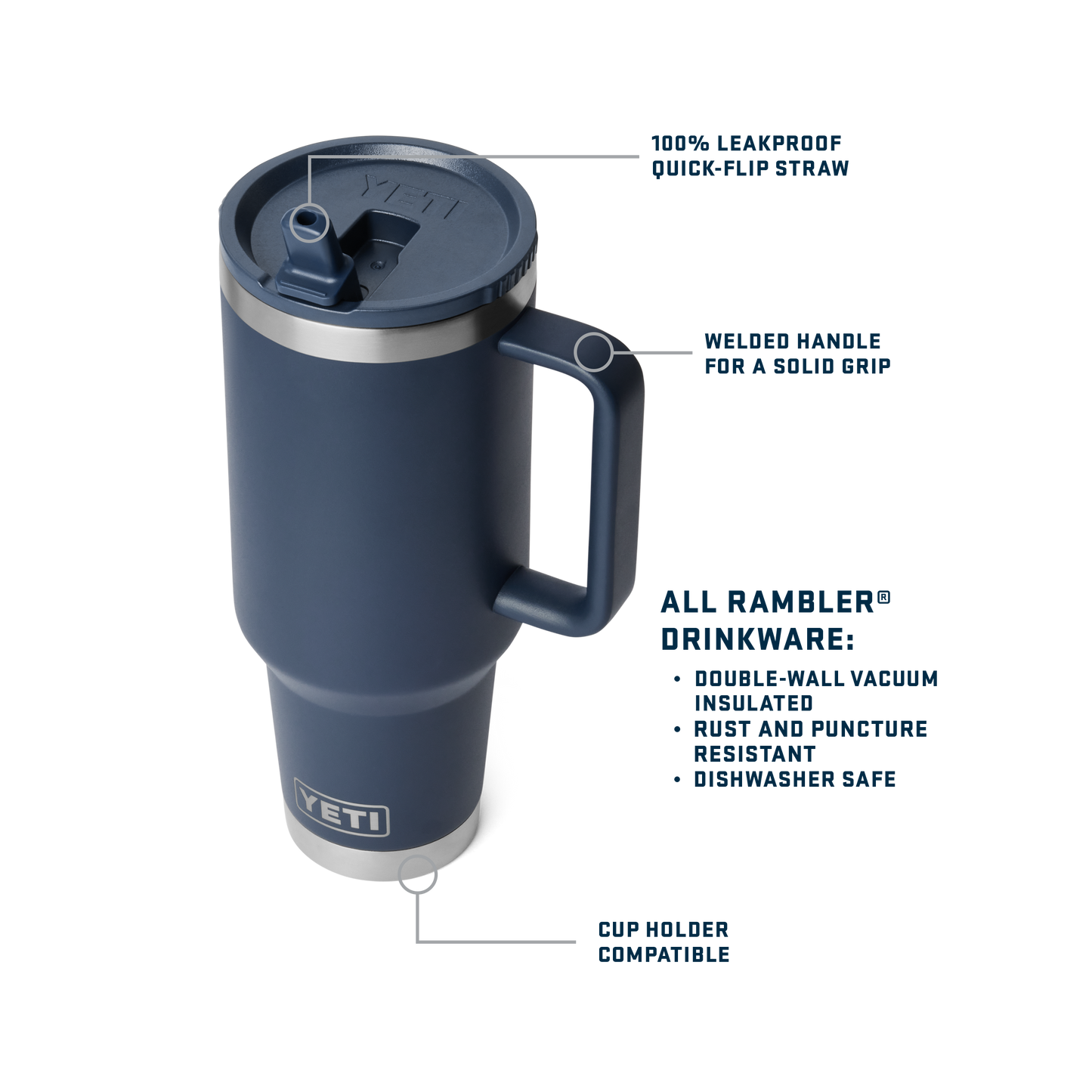 Rambler® 40 oz (1.1L) Travel Straw Mug Navy
