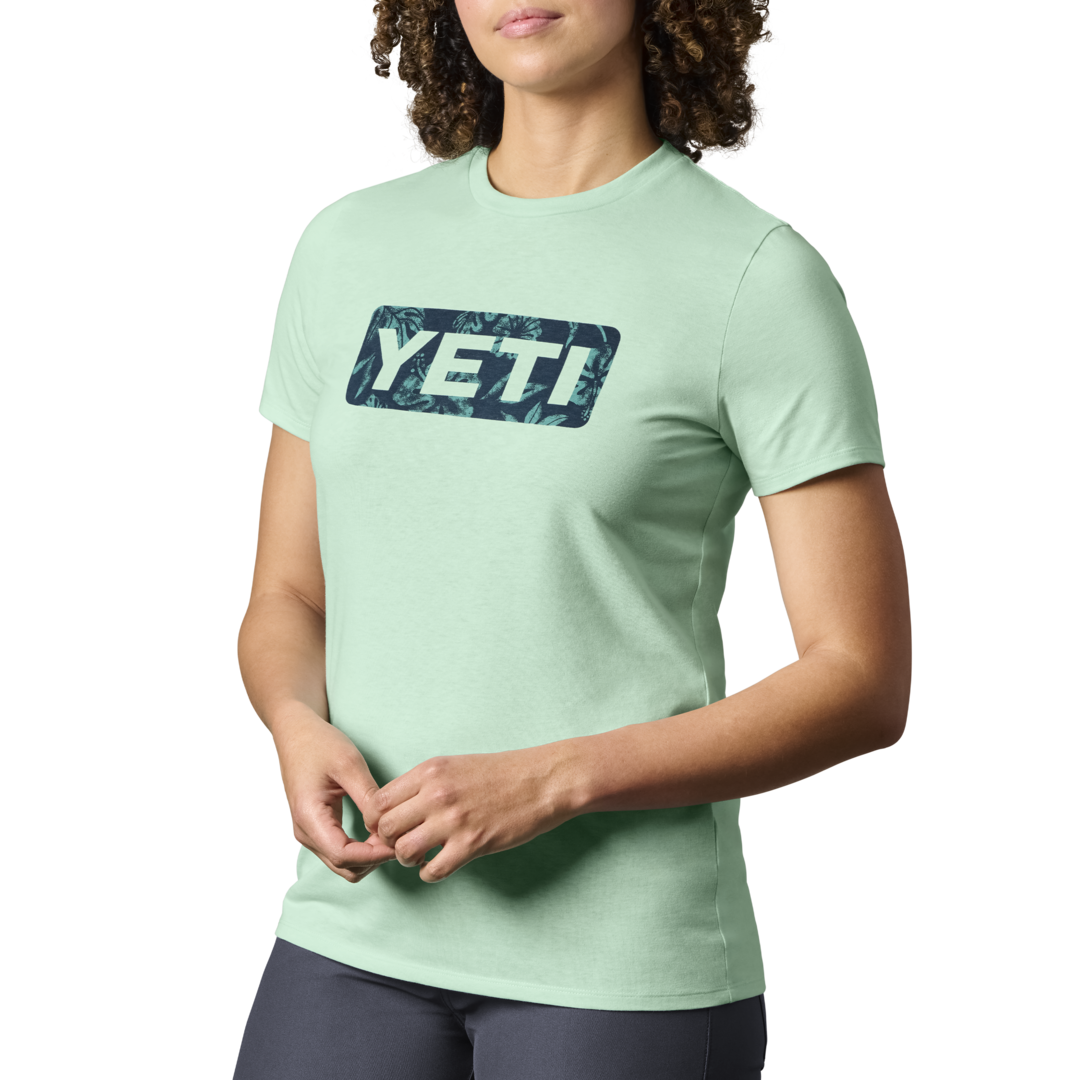 Womens Floral Logo Badge Short Sleeve T-Shirt Ice Blue