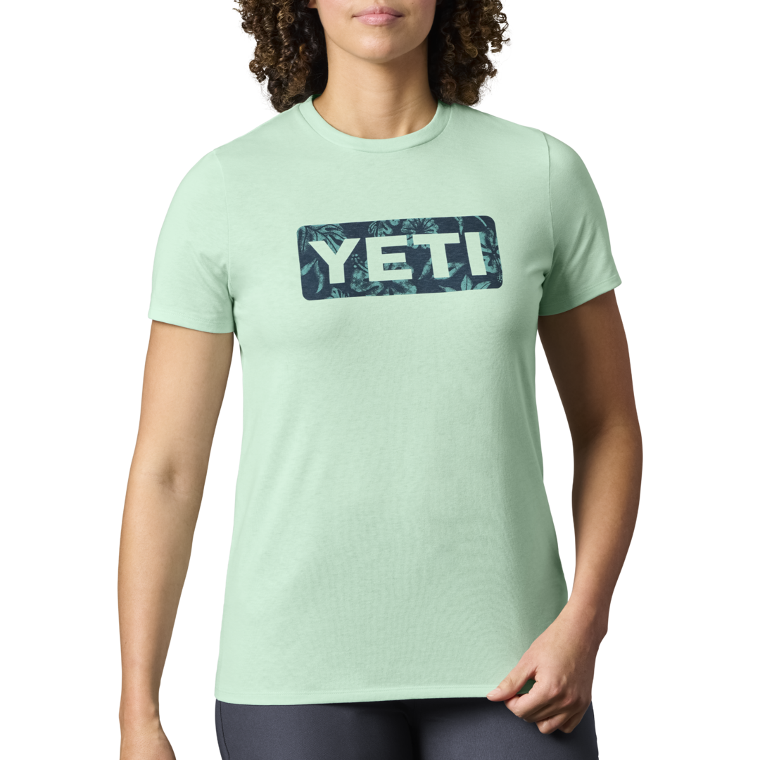 Womens Floral Logo Badge Short Sleeve T-Shirt Ice Blue