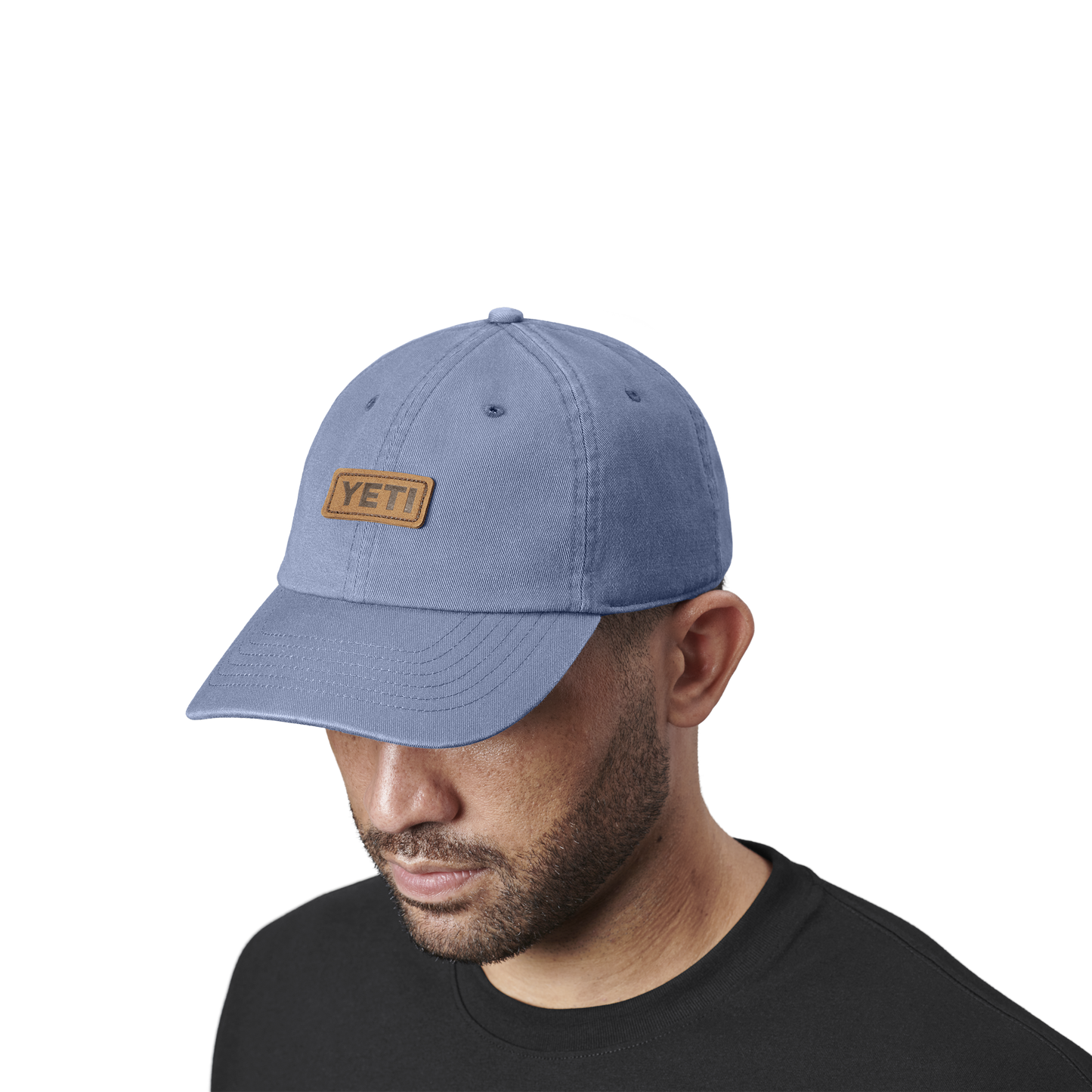 YETI Leather Logo Badge Hat Offshore Washed