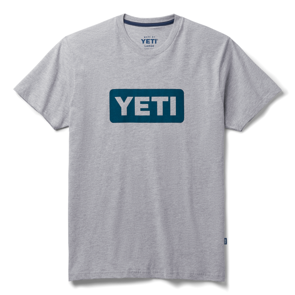 YETI Logo Badge Premium Short Sleeve T-Shirt Grey/Navy